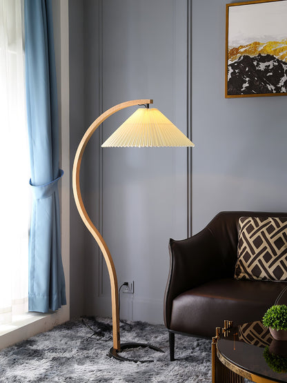 Contemporary Fabric Pleated Shade Floor Lamp 1-Light