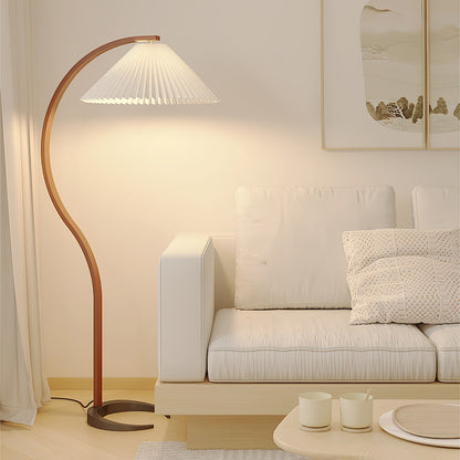 Contemporary Fabric Pleated Shade Floor Lamp 1-Light