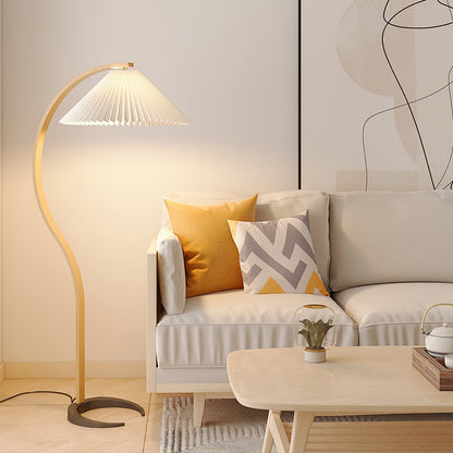 Contemporary Fabric Pleated Shade Floor Lamp 1-Light