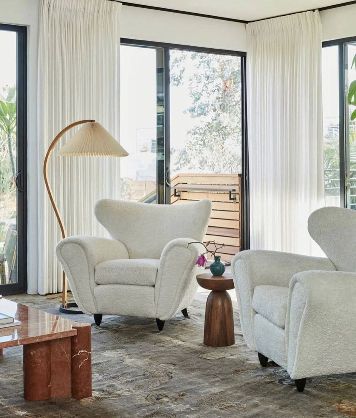 Contemporary Fabric Pleated Shade Floor Lamp 1-Light