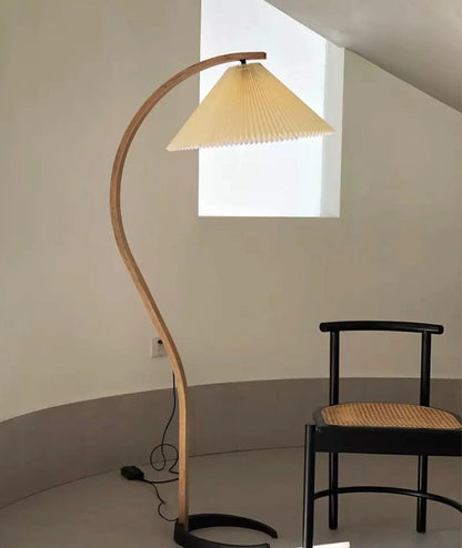 Contemporary Fabric Pleated Shade Floor Lamp 1-Light