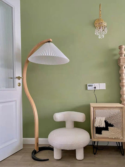 Contemporary Fabric Pleated Shade Floor Lamp 1-Light