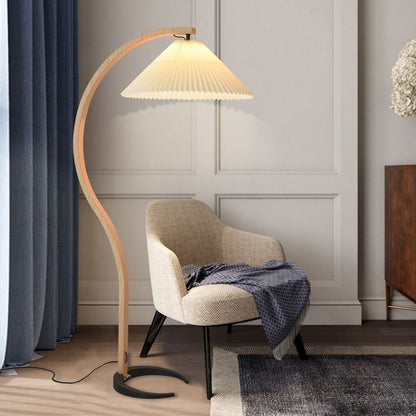 Contemporary Fabric Pleated Shade Floor Lamp 1-Light