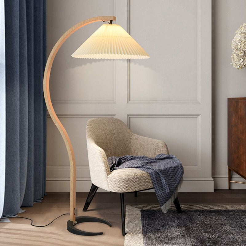 Contemporary Fabric Pleated Shade Floor Lamp 1-Light