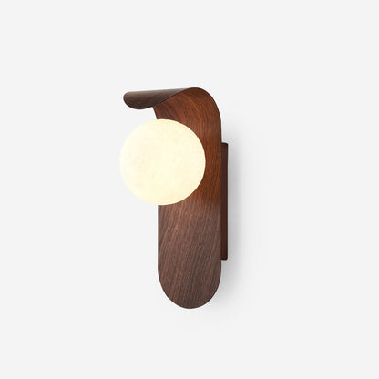 Contemporary Wood Opal Globe Wall Light 1-Light