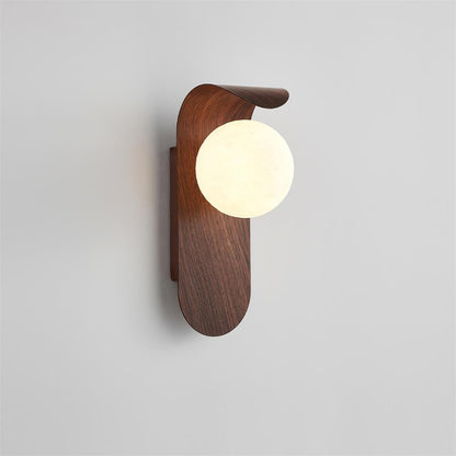 Contemporary Wood Opal Globe Wall Light 1-Light