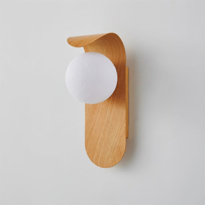 Contemporary Wood Opal Globe Wall Light 1-Light