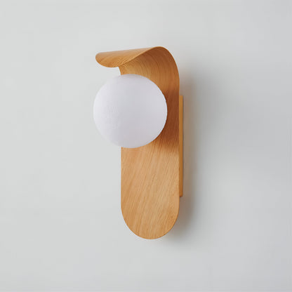 Scandinavian Wood Globe Wall Sconce LED 1-Light