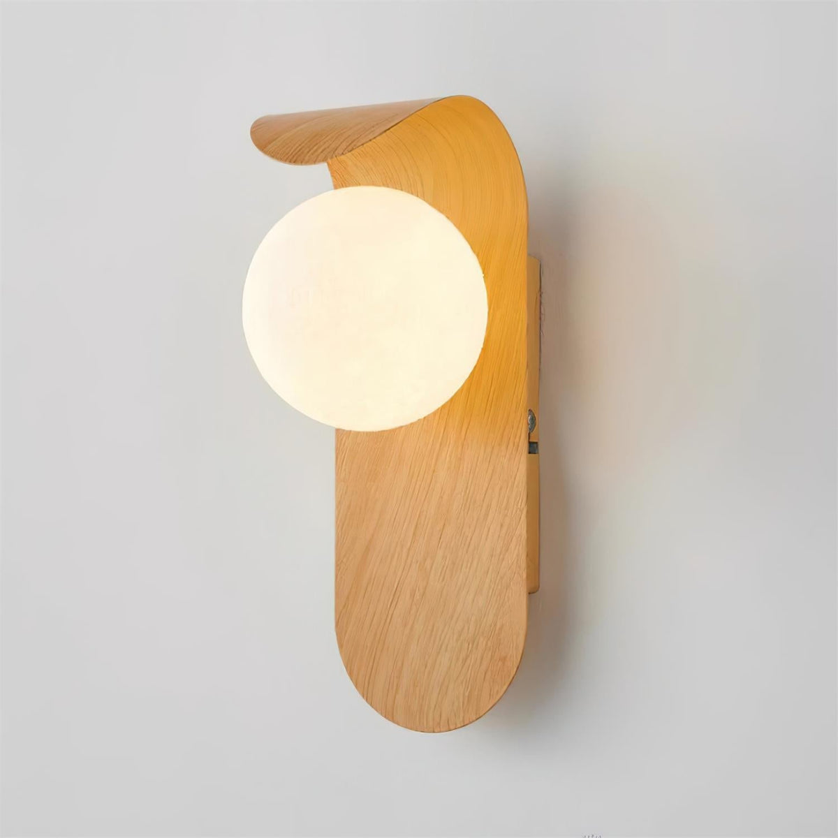 Contemporary Wood Opal Globe Wall Light 1-Light