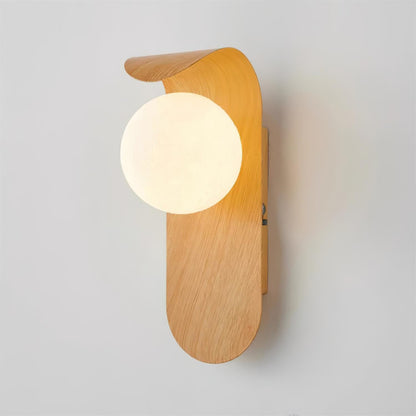 Contemporary Wood Opal Globe Wall Light 1-Light