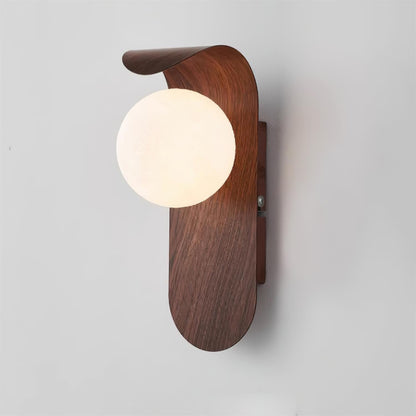 Contemporary Wood Opal Globe Wall Light 1-Light