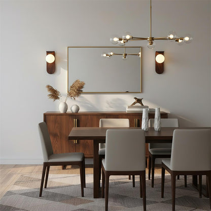 Contemporary Wood Opal Globe Wall Light 1-Light