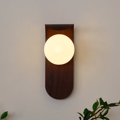 Contemporary Wood Opal Globe Wall Light 1-Light