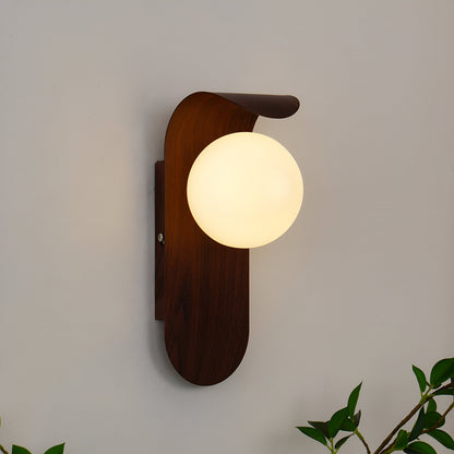 Scandinavian Wood Globe Wall Sconce LED 1-Light
