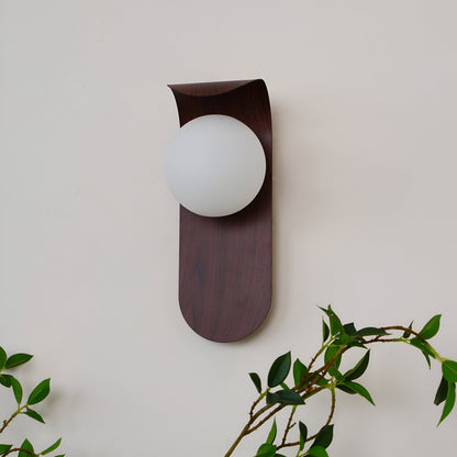 Scandinavian Wood Globe Wall Sconce LED 1-Light