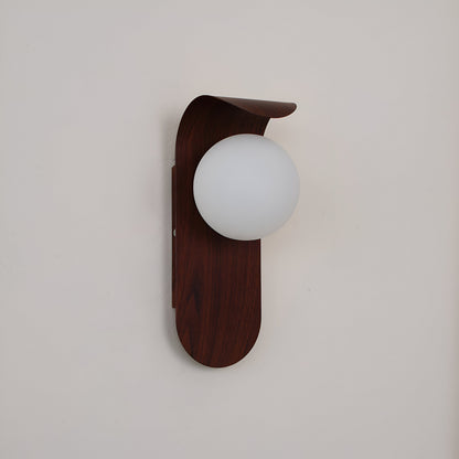 Scandinavian Wood Globe Wall Sconce LED 1-Light