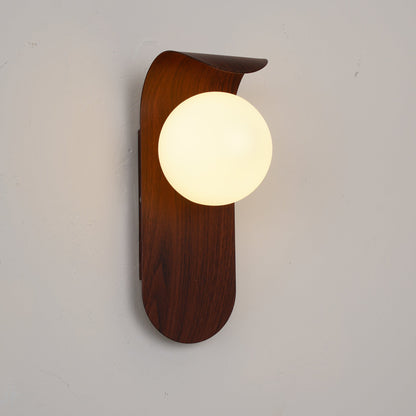 Scandinavian Wood Globe Wall Sconce LED 1-Light