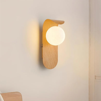 Scandinavian Wood Globe Wall Sconce LED 1-Light
