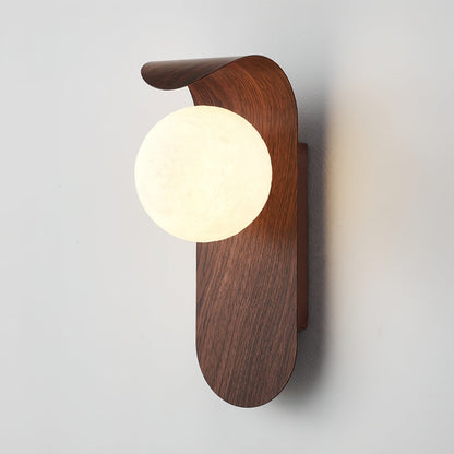 Scandinavian Wood Globe Wall Sconce LED 1-Light