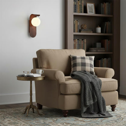 Contemporary Wood Opal Globe Wall Light 1-Light