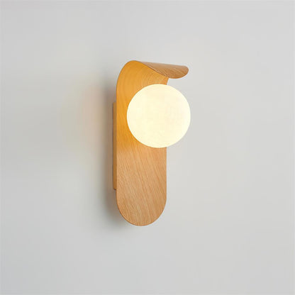 Contemporary Wood Opal Globe Wall Light 1-Light