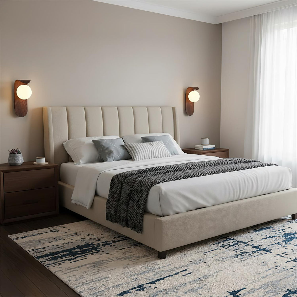 Contemporary Wood Opal Globe Wall Light 1-Light