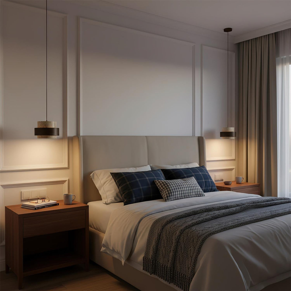 Contemporary Travertine Downlight Pendant Light