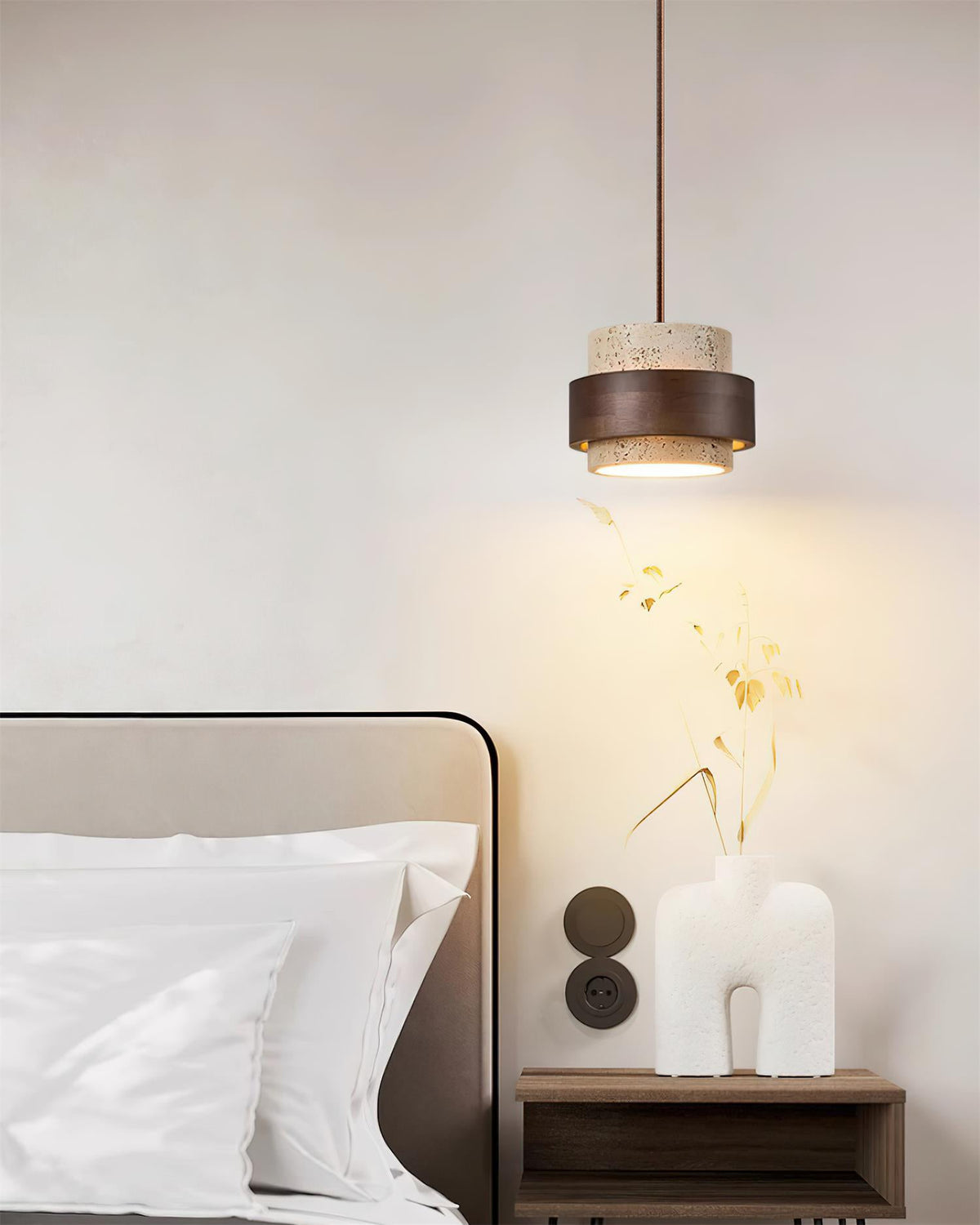 Contemporary Travertine Downlight Pendant Light
