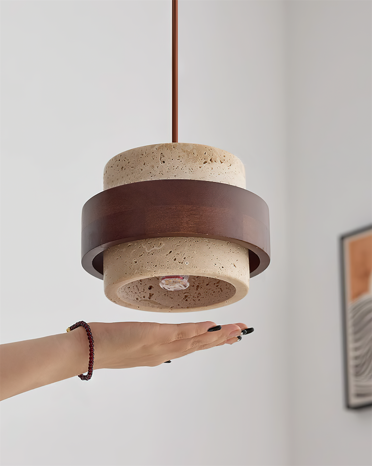 Contemporary Travertine Downlight Pendant Light