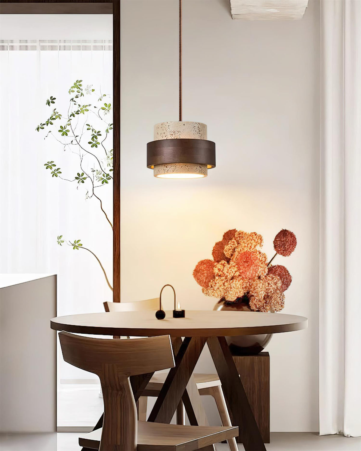 Contemporary Travertine Downlight Pendant Light
