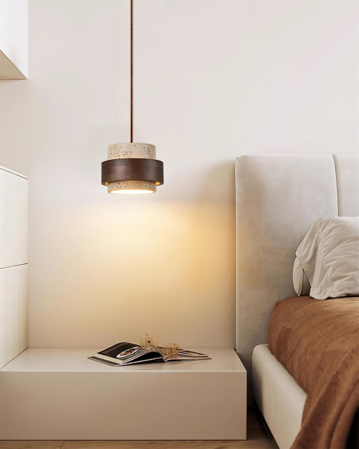 Contemporary Travertine Downlight Pendant Light