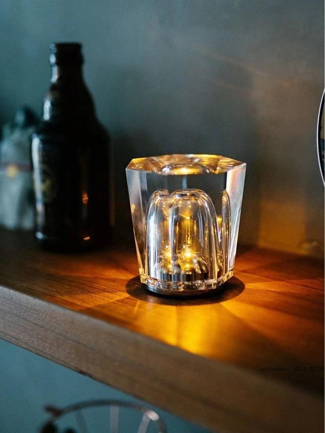 Contemporary Crystal Faceted Prism Table Lamp 1-Light