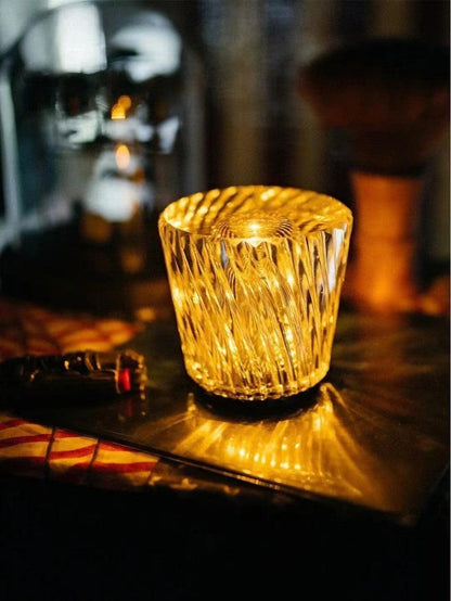 Contemporary Crystal Faceted Prism Table Lamp 1-Light