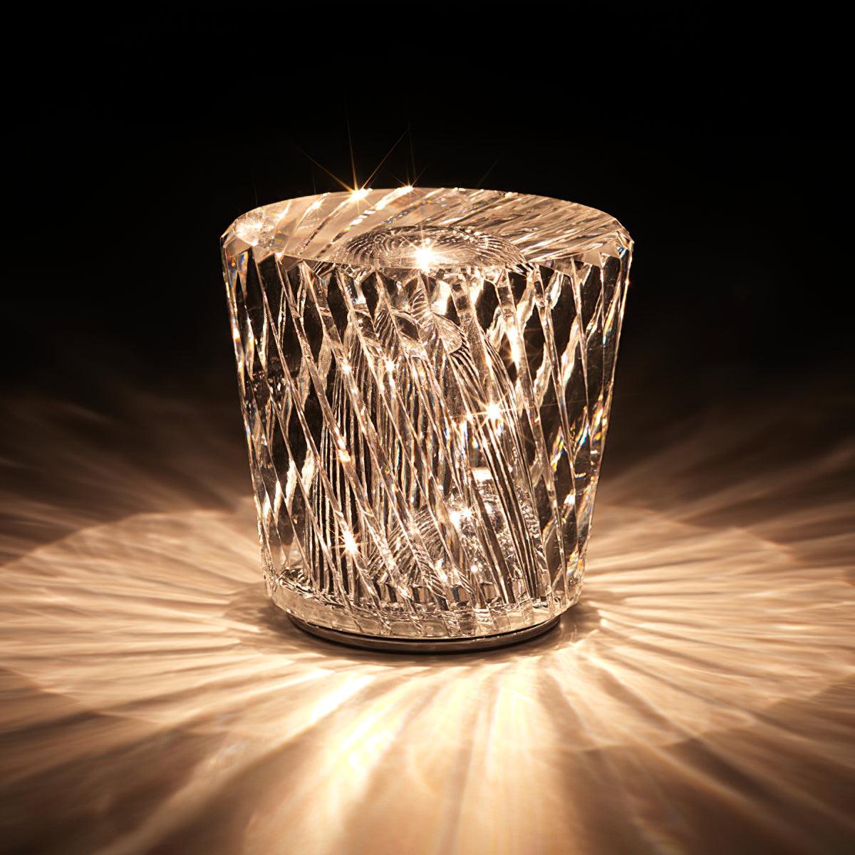 Contemporary Crystal Faceted Prism Table Lamp 1-Light