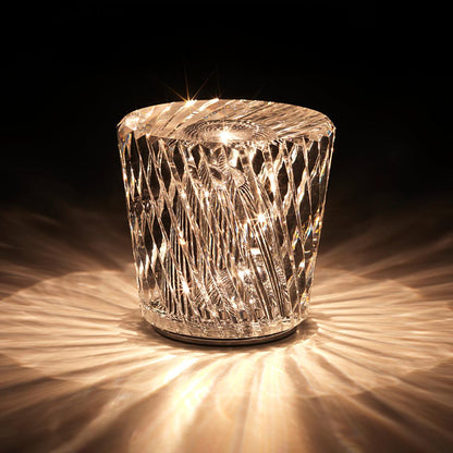 Contemporary Crystal Faceted Prism Table Lamp 1-Light