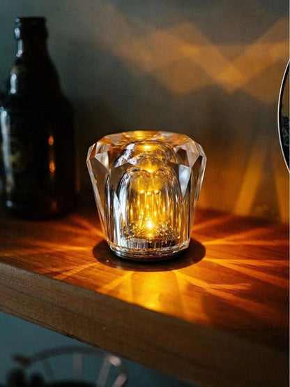 Contemporary Crystal Faceted Prism Table Lamp 1-Light