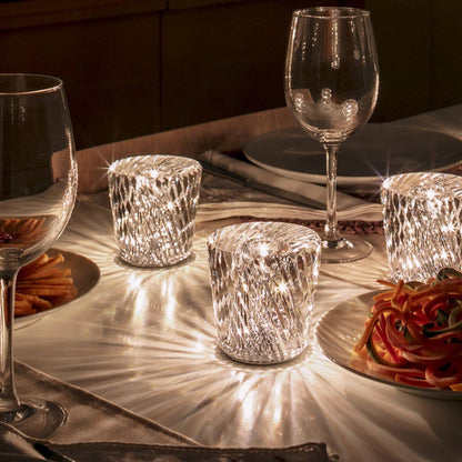 Contemporary Crystal Faceted Prism Table Lamp 1-Light
