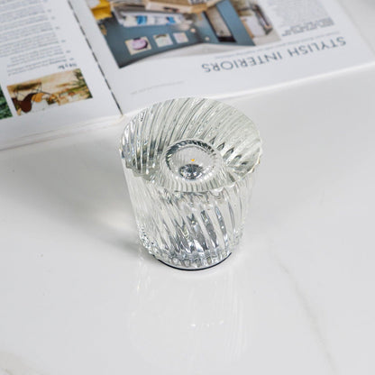 Contemporary Crystal Faceted Prism Table Lamp 1-Light