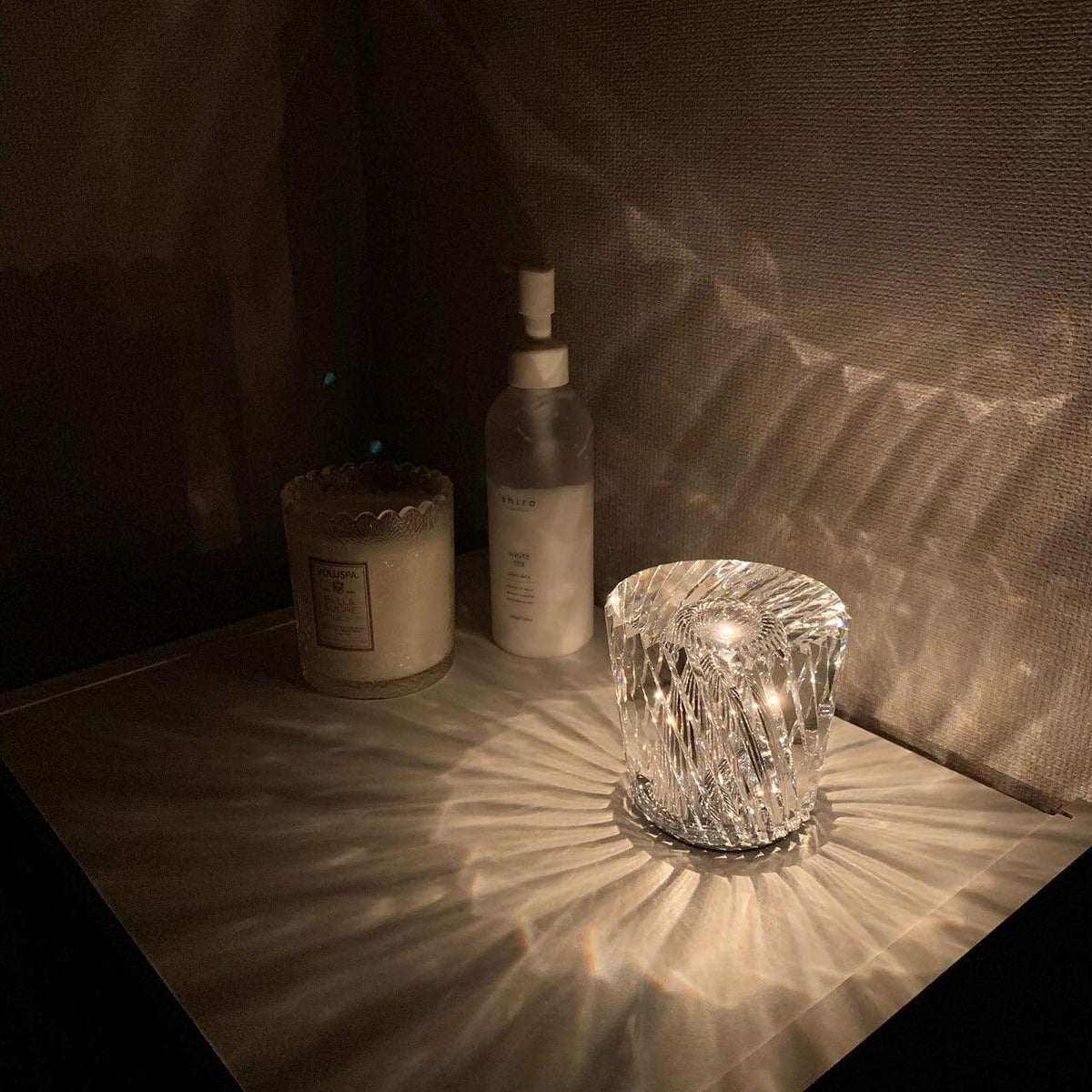 Contemporary Crystal Faceted Prism Table Lamp 1-Light