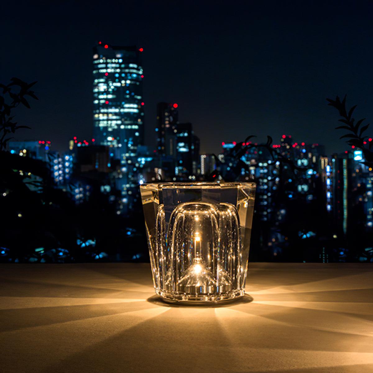 Contemporary Crystal Faceted Prism Table Lamp 1-Light