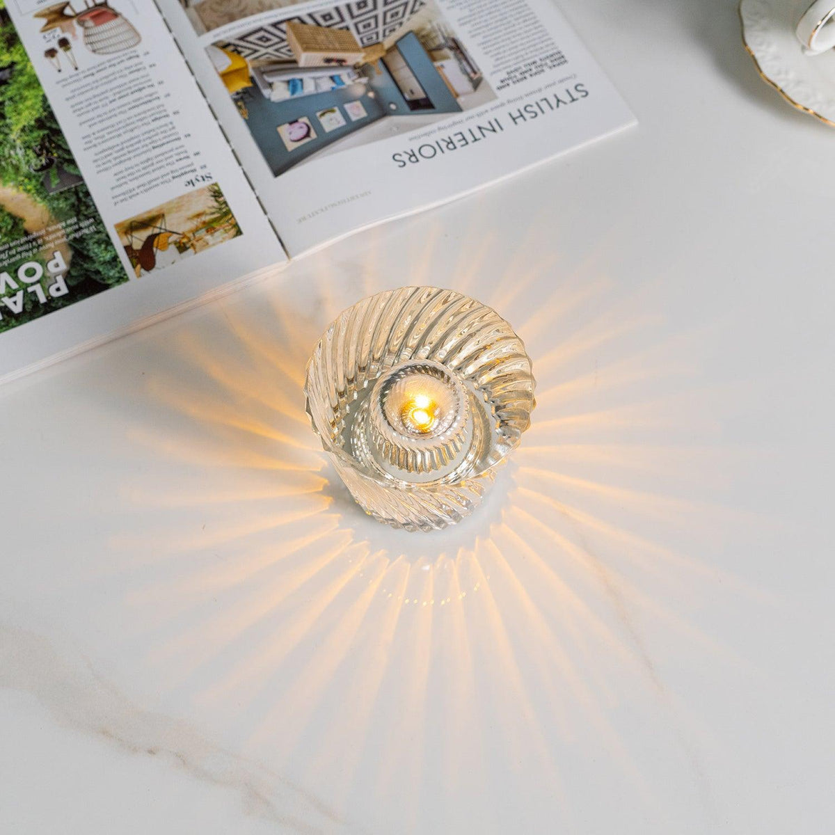 Contemporary Crystal Faceted Prism Table Lamp 1-Light