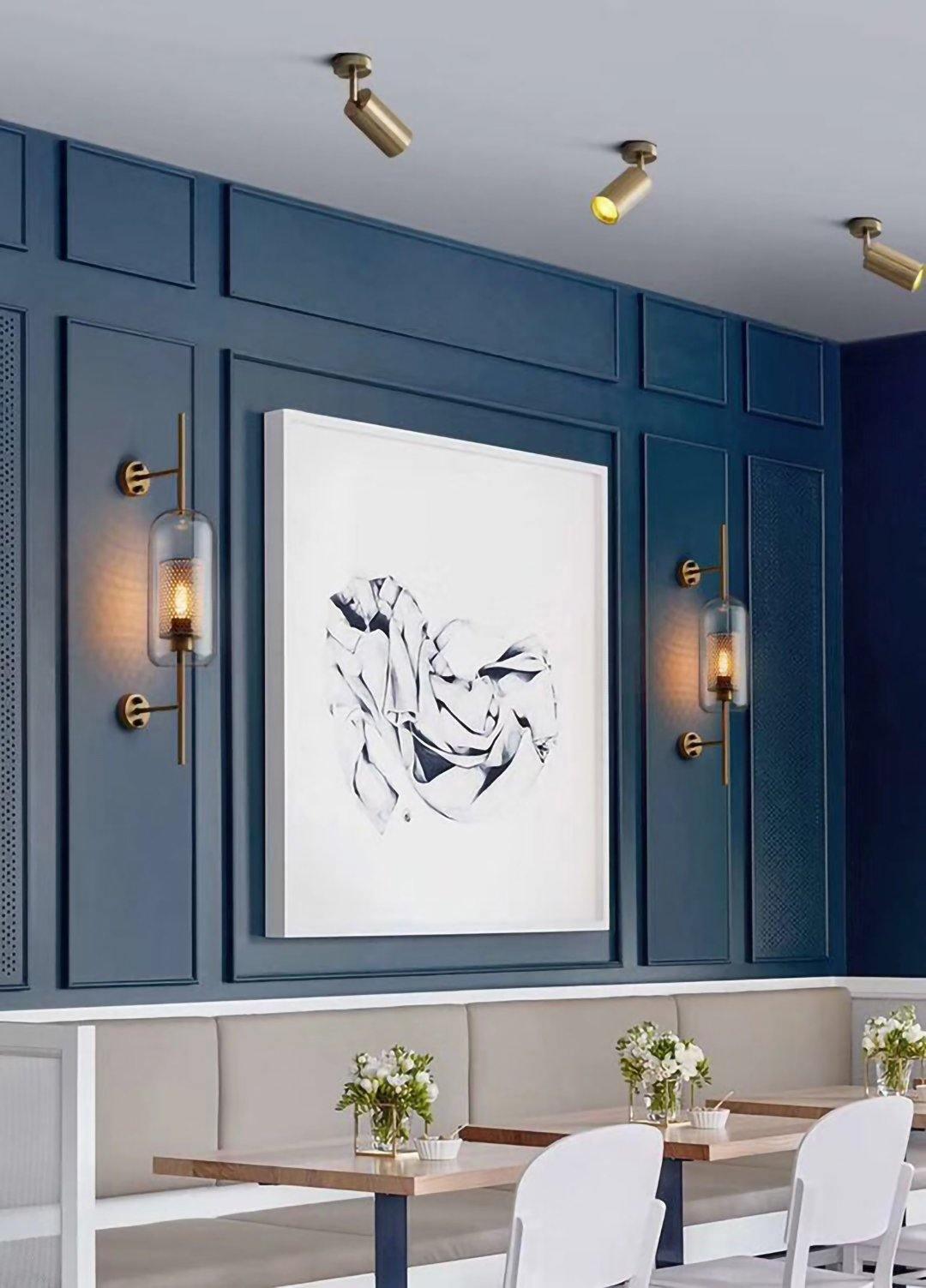 Contemporary Brass Double Cylinder Adjustable Wall Spotlight