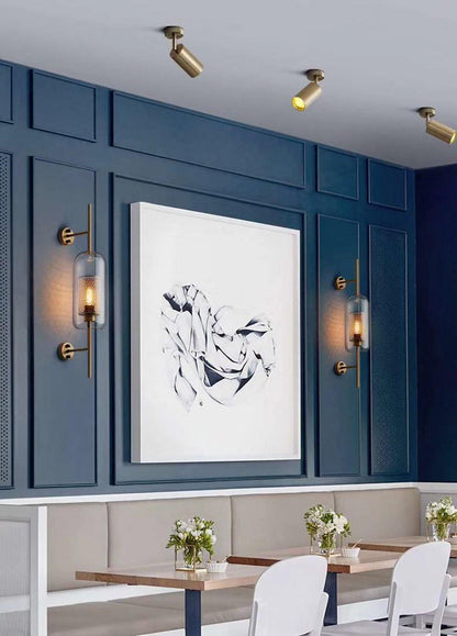Contemporary Brass Double Cylinder Adjustable Wall Spotlight