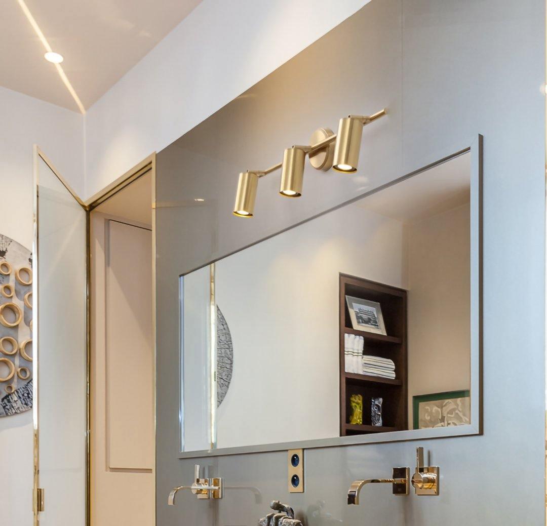 Contemporary Brass Double Cylinder Adjustable Wall Spotlight
