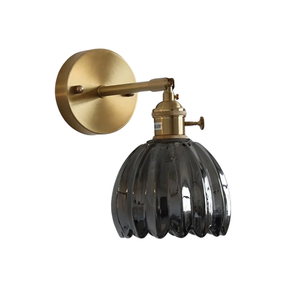 Vintage Brass Tulip Glass Wall Sconce 1-Light