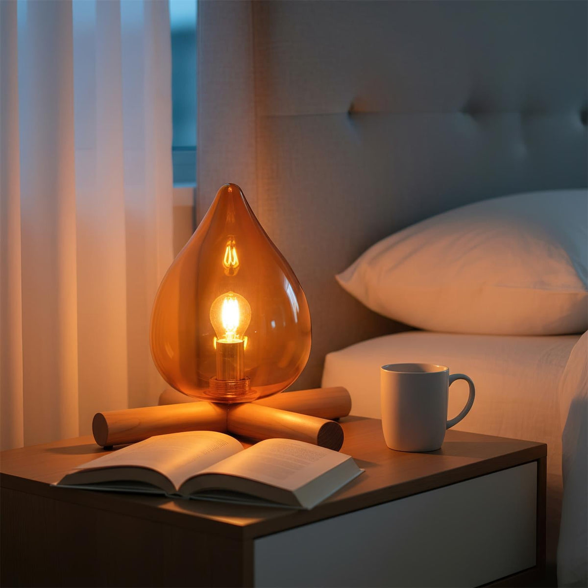 Contemporary Wood Wooden Cross Table Lamp 1-Light