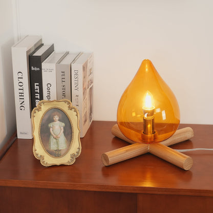 Contemporary Wood Wooden Cross Table Lamp 1-Light