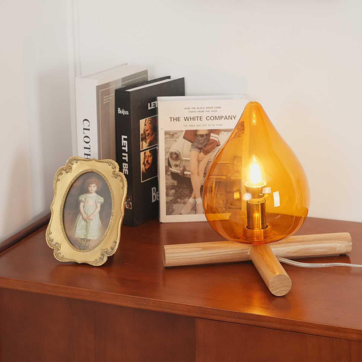 Contemporary Wood Wooden Cross Table Lamp 1-Light