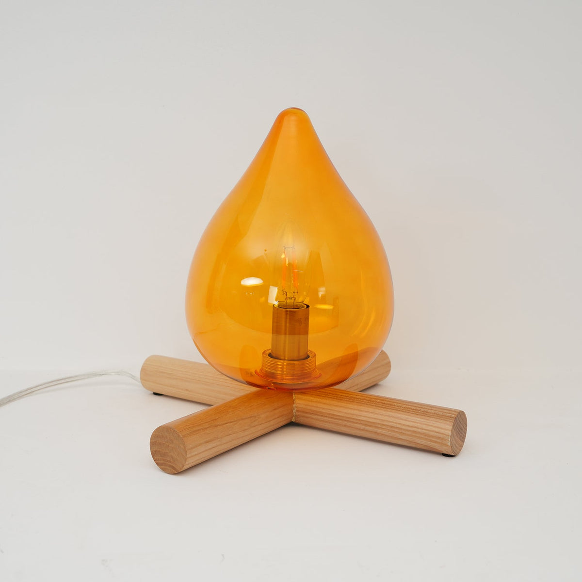Contemporary Wood Wooden Cross Table Lamp 1-Light