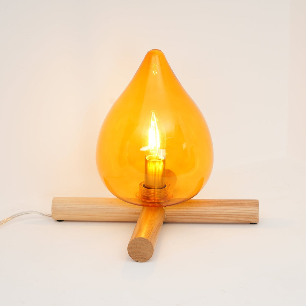 Contemporary Wood Wooden Cross Table Lamp 1-Light